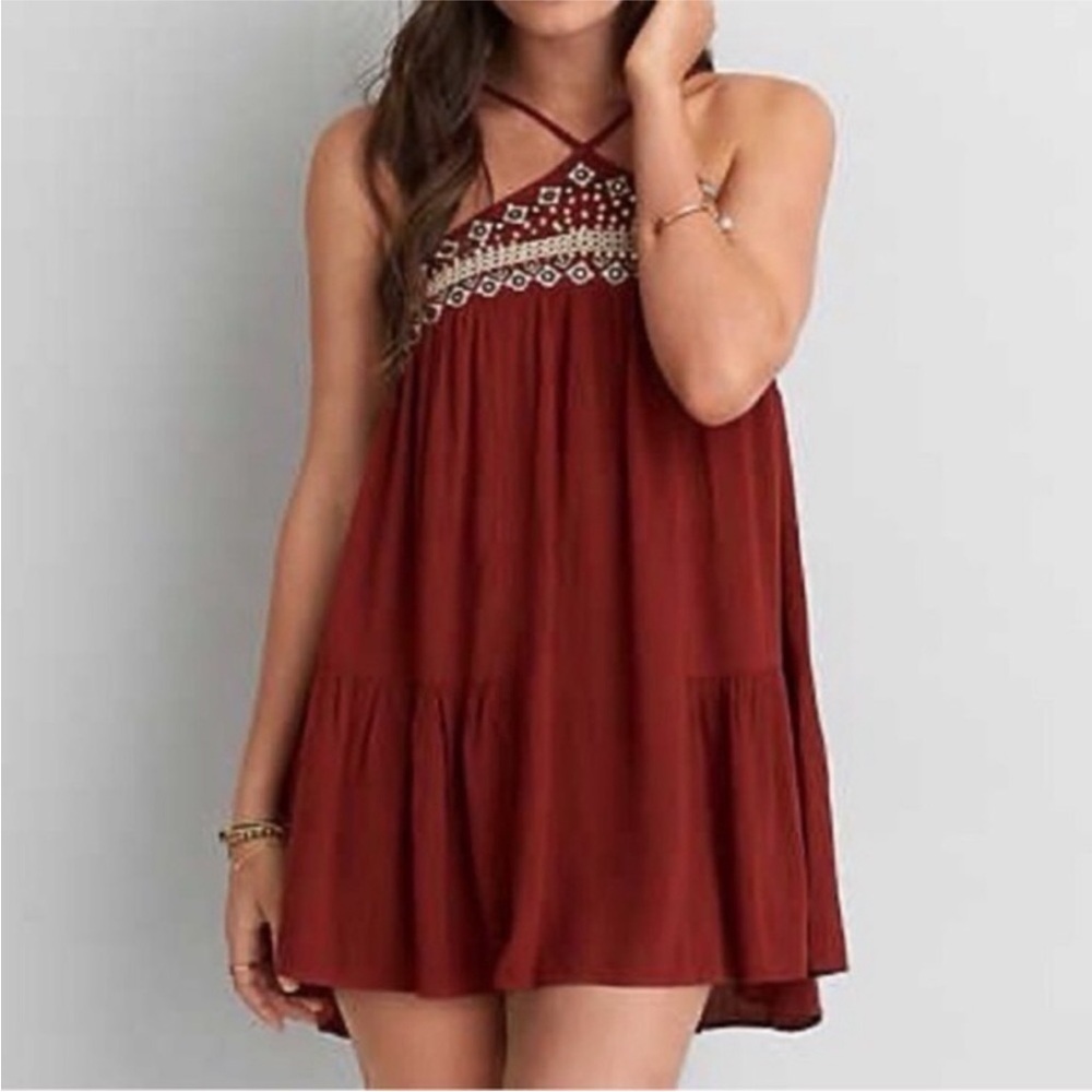 AE - Embroidered Halter Dress